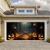 Banner Colgante de Calabaza Transfronterizo Cubierta de Puerta Noche de Luna de Terror Decoración de Pared de Fondo de Garaje de Halloween Banner de Garaje Venta al por Mayor