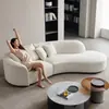 Sofá Curvo Estilo Cream Apartamento Pequeno Estilo Italiano Tecido de Luxo Leve Sala de Estar Lã de Carneiro Alienígena Sofá Semi-redondo Lua