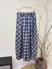 Novas Calças Scimitar Xadrez Azul e Branco Estilo Chinês Outono 2025 Novo Estilo Nacional Artístico Preguiçoso Casual Soltas Versáteis