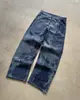 Novedades 2026 Moda para Hombres y Mujeres Harajuku Street Retro Tendencia Bloque de Color Pantalones de Mezclilla de Pierna Recta Ropa Transfronteriza Europea y Americana