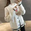 Suéter de Punto para Estudiantes con Botón Suelto para Mujer Otoño 2023 Nuevo Suéter Cardigan a Rayas de Bloques de Color con Diseño de Bloques de Color