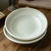 Estilo Nórdico Cerámica Tazón Grande Color Sólido Crema Tazón para Verduras Tazón Salah Alto Color Redondo Hogar Diario Tazón para Postre