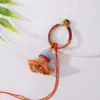 8cm Nudo de Diamante Colorido Borla Corta Estilo Antiguo Hanfu Accesorio Colgante DIY Hecho a Mano Tejido Bolsita Colgante de Abanico