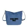 Bolsa de Lona Transfronteriza Bolso Cruzado para Mujer Estilo Carta Color Sólido Ligero Versátil Gran Capacidad Para Clase Viajes al Trabajo Bolso de Hombro