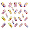 Patches de Arte para Unhas com Padrão de Flores e Plantas Novos para Primavera e Verão, Patches de Arte para Unhas Multicor Brilhantes Misturados, Arte para Unhas Removível