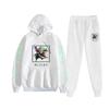 Traje deportivo informal con capucha y estampado de una pieza para hombre, ropa deportiva de dos piezas