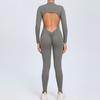 Body de Yoga Desnudo con Cremallera de Manga Larga Estilo Nuevo Europeo y Americano Ropa Exterior para Mujer Pantalones Deportivos de Fitness Body
