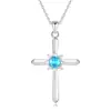 Amazon Transfronterizo Collar Colgante Cruz de Zirconia Forma de Flor Collar Piedra de Nacimiento Joyería de Moda Regalo de Cumpleaños para Mujer