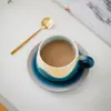 Taza y Platillo para Café Latte Transfronterizo, Taza de Cerámica con Color Bajo Esmalte, Taza de Agua Hecha a Mano, Regalo para Eventos Corporativos y Aperturas de Negocios