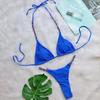 Nuevos tangas bikini sexy europeos y americanos 2023 cadena de metal trenzada traje de baño correa dividida color sólido traje de baño