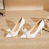 Nuevos Zapatos de Tacón Alto de Encaje Blanco para mujer tacón de aguja zapatos de boda zapatos de novia versátiles zapatos de moda 31 32 33 talla pequeña zapatos de vestir