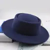 Sombrero de Lana Nuevo de Otoño e Invierno Transfronterizo Europeo y Americano Sombrero de Jazz de Estilo Británico Color Sólido Ala Ancha Sombrero de Copa Ligero Sombrero de Fieltro para Hombre y Mujer