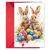 Tarjeta de Saludo de Pascua Nueva Transfronteriza con Juego de Sobres, Tarjeta de Mensaje Creativa con Elementos de Conejito, Huevo y Pascua