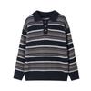 Suéter Polo de Punto con Cuello de Raya Otoño Nuevo Suéter de Punto para Hombre Manga Larga Estilo Universitario Color de Contraste Suéter para Hombre