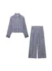 Atacado Amazon 2025 Estilo Europeu e Americano Primavera Camisa Curta Feminina de Manga Longa Solta Casual com Bolsos Decorados