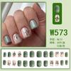 Nuevos Colores Populares de Primavera y Verano Verde Claro Matcha Uñas Portátiles Hojas Frescas Naturales Exportación Europea y Americana Parches de Uñas Postizas