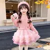 Vestido para niña, nueva colección otoño 2026, elegante conjunto de otoño para niños, conjunto de dos piezas de cárdigan y falda de tul para bebé