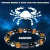 Pulsera de los Doce Constelaciones Más Vendida Transfronteriza Pulsera Explosiva Temu Piedra Natural Piedra Negra Piedra Ojo de Tigre Pulsera de Perlas para Hombre