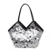 Bolsa de Hombro Tote de Gran Capacidad Tendencia Estilo Coreano para el Trabajo y el Viaje con Borla y Lentejuelas Nuevo Primavera 2026
