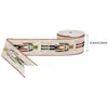 Cinta de lino sintético con borde de alambre en stock para decoración navideña, lámina dorada y plateada impresa con purpurina, para hacer guirnaldas y moños