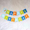 Bandera de cumpleaños con letras de feliz cumpleaños para decoración de fiesta de dinosaurios y flores para bebés de un año