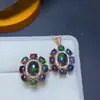 Anel pingente com pedra principal de opala negra colorida natural 7*9mm 4*5mm em prata de lei 925 com pedras preciosas naturais incrustadas