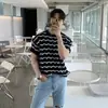 Camiseta de Tricô Manga Curta para Homem, Textura Listrada, Estilo Old Money Simples, Seda Gelada para Negócios, Verão, Atacado de Fábrica Transfronteiriço