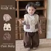 [Personalizado] Chaleco elegante de forro polar con estampado floral, nueva capa base de invierno y pantalones de pierna ancha - un conjunto de ropa para niñas