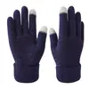 Luvas de Tela Sensível ao Toque Inverno Homens e Mulheres Casal Forradas com Lã Engrossadas Lã Antiderrapantes Para Ciclismo Dedo à Prova de Frio Tricotadas Luvas Quentes