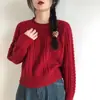 Suéter grueso de punto trenzado con cuello redondo estilo coreano para mujer, corte holgado, nueva colección otoño/invierno 2026, adecuado para usar como capa exterior