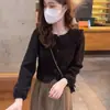 Camisa de Manga Larga con Cuello de Muñeca Otoño e Invierno 2025 para Mujer, Nuevo Estilo Coreano, Holgada, Moda Dulce, Top Más Fácil de Combinar para Mujer