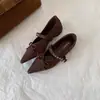 Bailarinas con moño para mujer, estilo Mary Jane, nueva colección 2026, con un tacón oculto de 5 cm, punta fina y apertura poco profunda