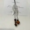 Colar Pingente Tassel de Contas de Madeira Folha Novo Estilo Chinês Retrô Corrente Longa para Suéter Colar da Moda Joias Design de Nicho