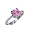 Anillo Ajustable Moda Sofisticado Corte Rosa Milenial con Diamante Rosa de Lujo Ligero y Circonita Violeta para Mujer