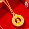 Pingente de Cabaça Rotativo Cravejado com Diamantes com Artesanato Tradicional em Ouro de Areia, Simbolizando Boa Sorte e Prosperidade, Adequado para Homens e Mulheres