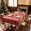 Mantel de cuadros navideños con borlas, mantel estilo retro americano, disponible ahora para decoración del hogar transfronteriza