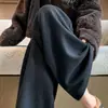 Otoño 2026 Nuevo Pantalones Casuales de Cachemira Pierna Recta Cintura Alta Diseño de Cordón Holgados Adelgazantes Caída Pantalones de Pierna Ancha Mujer