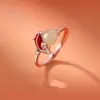 Nuevo Anillo de Peces Koi de Jade Estilo Chino para Mujer, Banda Lisa de Pez Dorado de Resina, Anillo para Dedo Índice, Anillo Ajustable de Estilo Étnico Simple y Versátil