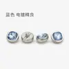 Botones Redondos Pequeños de Metal con Pedrería Azul para Camisas, Cárdigans, Suéteres, Tops, Camisas de Chifón y Botones de Manga