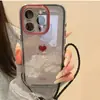 Funda de Teléfono Roja Vino con Forma de Corazón Adecuada para Apple 17Pro, Huawei Mate80, Honor 500, Vivo, Xiaomi 17, Oppo