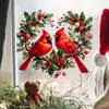 Hermosos adornos navideños para ventana con forma de corazón de pájaro doble rojo, de electricidad estática, no necesitan pegamento, no dañan el cristal, para decoración de ventana de sala de estar