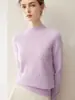 Suéter premium 100% caxemira pura sem costura para mulheres, gola alta discreta, simples e elegante, adequado para o trabalho, camada base modeladora