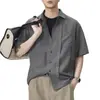 Camisa de Lino de Manga Corta con Cuello de Lino para Hombre Xintang, Estilo Americano Holgada Sencilla Casual