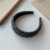 Diadema Ancha de Felpa a Cuadros Retro Cóncava y Convexa para Otoño e Invierno, Diadema Versátil de Cabeza Ancha, Accesorios para el Cabello de Alta Gama Estilo Preppy Coreano, Tocado