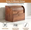 Caja de almacenamiento de pan de madera para uso doméstico con cajones, caja de almacenamiento de cocina con tapa enrollable a prueba de polvo, caja de almacenamiento de frutas