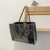 Bolsa de Mão de Papel Kraft Dupont Feminina PVC Grande Capacidade Sacola de Compras Transparente Bolsa de Geléia Bolsa Tote de Ombro Bolsa Grande