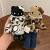 Original Otoño e Invierno Nuevo Cuero Negro Felpa Kt Visón Vestido Gato Gatito de Piernas Largas Muñeca Llavero Bolsa