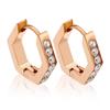 Pendientes de Acero de Titanio Poligonal Geométrico de Botón Fácil Doble Cara AliExpress Nuevos Pendientes de Acero Inoxidable con Circonita para Hombre y Mujer