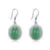 Pendientes de jaspe chapados en plata de ley S925, pendientes de imitación de ágata de calcedonia verde, joyería para mujer, pendientes retro con circonitas y diamantes.