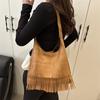 Design Nicho Estilo Coreano Moda Personalizada Bolsa de Ombro com Franjas para Mulheres 2025 Novo Estilo Bolsa de Axila de Grande Capacidade